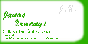 janos urmenyi business card
